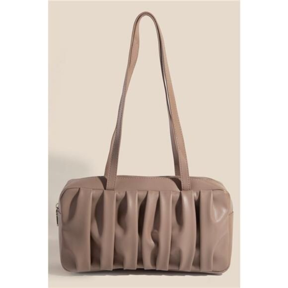Fame Pleated Leather Rectangle Hand Bag - Picture 2 of 4
